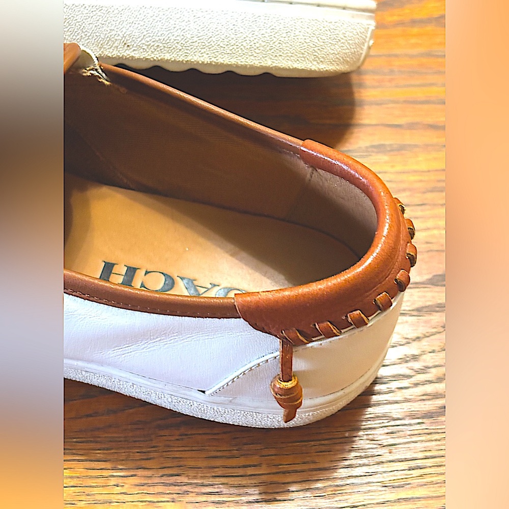 Coach Men’s Union Leather White,Brown Whip Stitched Detail At The Heel. Size 9.5 - Picture 8 of 14